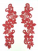Embroidered Lace Appliques Wine Floral Venice Lace Mirror Pair 9.5" (DH86X)