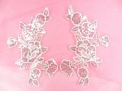 Bridal Appliques Embroidered Lace Sequin Mirror Pair White Sewing Patch DH160X