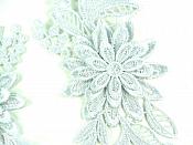 Appliques Embroidered Lace Mirror Pair Silver Dance Costume Patch DH165X