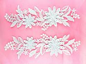 Appliques Embroidered Lace Mirror Pair Silver Dance Costume Patch DH165X