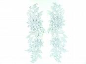 Appliques Embroidered Lace Mirror Pair Silver Dance Costume Patch DH165X