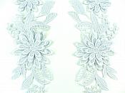 Appliques Embroidered Lace Mirror Pair Silver Dance Costume Patch DH165X