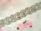 Trim Silver Beaded Glass Crystal Rhinestone Bridal Banding 1.5" X 34" (DH62)