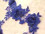 3D Lace Appliques Blue Floral Venice Lace Mirror Pair 10.5" (DH65X)