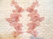 3D Lace Appliques Mauve Floral Venice Lace Mirror Pair 7" (DH65X)