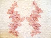 3D Lace Appliques Mauve Floral Venice Lace Mirror Pair 7" (DH65X)