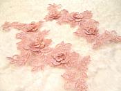 3D Lace Appliques Mauve Floral Venice Lace Mirror Pair 7" (DH65X)