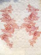 3D Lace Appliques Mauve Floral Venice Lace Mirror Pair 7" (DH65X)
