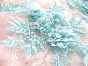 3D Embroidered Appliques Light Blue Floral Venice Lace Mirror Pair 8.25" (DH68X)