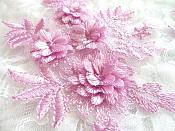 3D Embroidered Appliques Lavender Floral Venice Lace Mirror Pair 8.25" (DH68X)