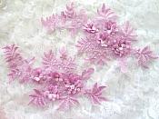 3D Embroidered Appliques Lavender Floral Venice Lace Mirror Pair 8.25" (DH68X)