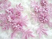 3D Embroidered Appliques Lavender Floral Venice Lace Mirror Pair 8.25" (DH68X)