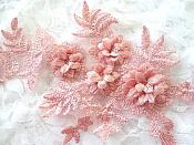 3D Embroidered Lace Appliques Mauve Floral Venice Lace Mirror Pair 8.25" Beautiful (DH68X)