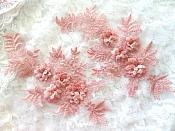3D Embroidered Lace Appliques Mauve Floral Venice Lace Mirror Pair 8.25" Beautiful (DH68X)