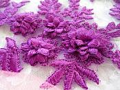 3D Embroidered Lace Appliques Purple Floral Venice Lace Mirror Pair 8.25" Beautiful (DH68X)
