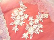 3D Embroidered Lace Appliques Snow White Floral Venice Lace Mirror Pair 8.25" Beautiful (DH68X)