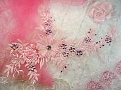 Embroidered 3D Applique Pink Floral Sequin Patch Rhinestone Center 14" (DH70)