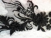 Embroidered 3D Applique Black Floral Sequin Patch  13" (DH72)