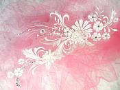 Embroidered 3D Applique White Floral Sequin Patch  13" (DH72)
