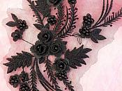 Embroidered 3D Appliques Black Floral Mirror Pair Fabulous Detail 13" (DH76X)