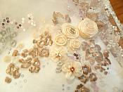 Embroidered 3D Applique Fabric Champagne Rose Gold Floral Intricate Romantic Design (DH77)