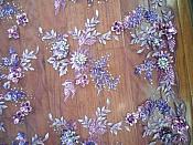 Embroidered 3D Applique Fabric Lavender Mauve Sequin Rhinestone Floral Design (DH78)