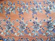 Embroidered 3D Applique Fabric Navy Blue Sequin Rhinestone Floral Design  (DH78)