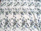 Embroidered 3D Applique Fabric Navy Blue Sequin Rhinestone Floral Design  (DH78)