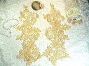 Appliques Embroidered Lace Gold Floral Venice Mirror Pair Motifs 12.5" (DH79X)