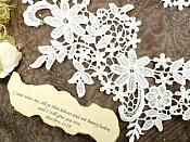 Appliques Embroidered Lace Ivory Floral Venice Mirror Pair Motifs 12.5" (DH79X)