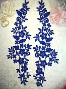 Embroidered Lace Appliques Blue Floral Venice Lace Mirror Pair 15" (DH80X)