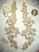 Embroidered Lace Appliques Champagne Floral Venice Lace Mirror Pair 15" (DH80X)