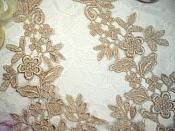 Embroidered Lace Appliques Champagne Floral Venice Lace Mirror Pair 15" (DH80X)