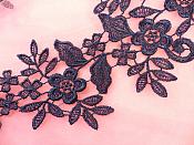 Embroidered Lace Appliques Navy Blue Floral Venice Lace Mirror Pair 15" (DH80X)