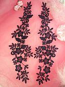 Embroidered Lace Appliques Navy Blue Floral Venice Lace Mirror Pair 15" (DH80X)