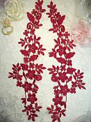 Embroidered Lace Appliques Wine Floral Venice Lace Mirror Pair 15" (DH80X)