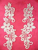 Embroidered Lace Appliques Ivory Floral Venice Lace Mirror Pair 9.5" (DH86X)