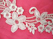 Embroidered Lace Appliques Ivory Floral Venice Lace Mirror Pair 9.5" (DH86X)