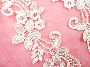 Embroidered Lace Appliques Ivory Floral Venice Lace Mirror Pair 9.5" (DH86X)