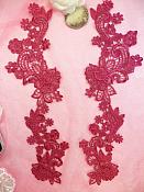 Embroidered Lace Appliques Wine Floral Venice Lace Mirror Pair 14" (DH81X)