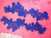 Embroidered Lace Appliques Blue Floral Venice Lace Mirror Pair 14" (DH81X)