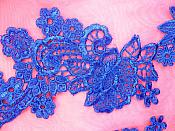 Embroidered Lace Appliques Blue Floral Venice Lace Mirror Pair 14" (DH81X)