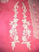 Embroidered Lace Appliques Ivory Floral Venice Lace Mirror Pair 14" (DH82X)
