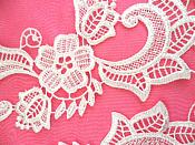 Embroidered Lace Appliques Antique Off White Floral Venice Lace Mirror Pair 10.5" (DH90X)