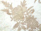 Embroidered Lace Appliques Champagne Romantic Rose Floral Venice Lace Mirror Pair 16" (DH83X)