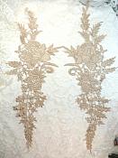 Embroidered Lace Appliques Champagne Romantic Rose Floral Venice Lace Mirror Pair 16" (DH83X)