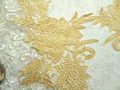 Embroidered Lace Appliques Gold Romantic Rose Floral Venice Lace Mirror Pair 16" (DH83X)