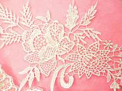 Embroidered Lace Appliques Ivory Romantic Rose Floral Venice Lace Mirror Pair 16" (DH83X)