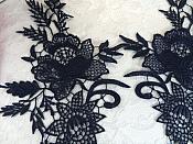 Embroidered Lace Appliques Navy Romantic Rose Floral Venice Lace Mirror Pair 16" (DH83X)
