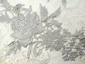 Embroidered Lace Appliques Silver Romantic Rose Floral Venice Lace Mirror Pair 16" (DH83X)